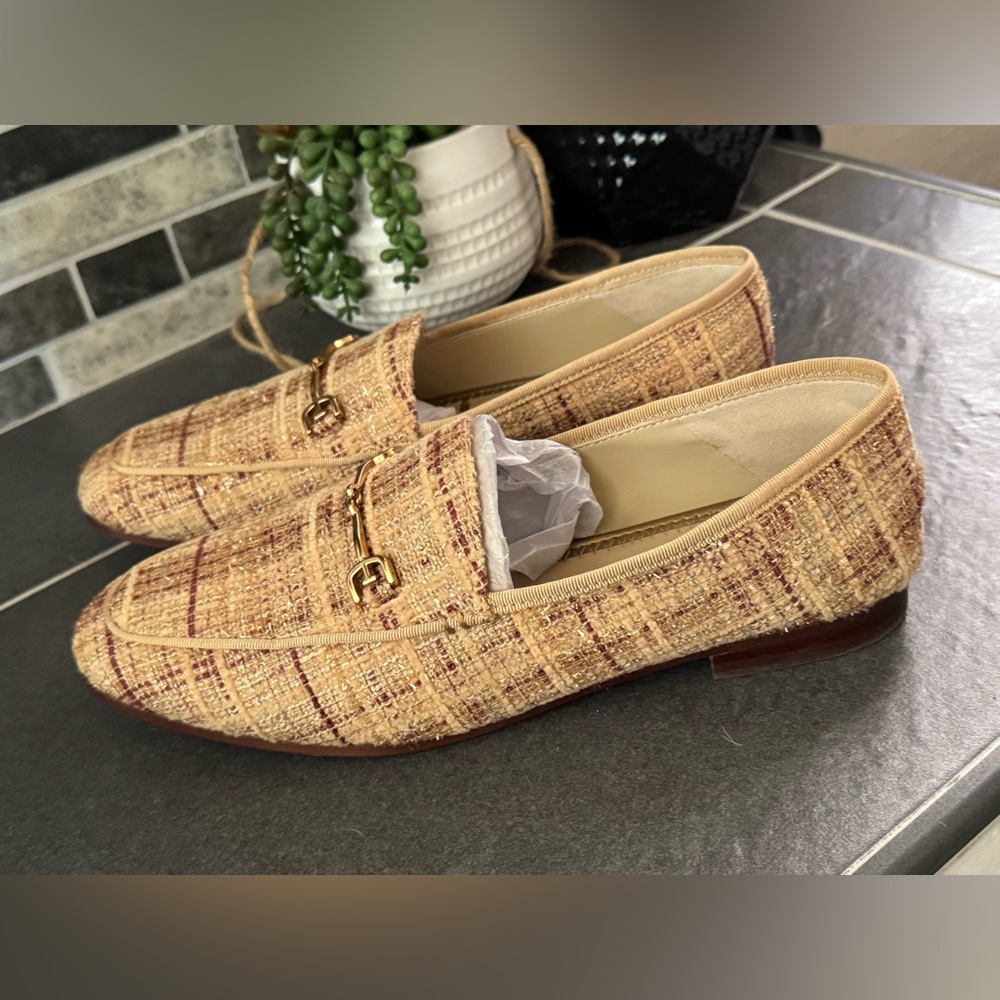 8 Sam Edelman Soft Gold Tweed Boucle Loafer - Loraine - Like New